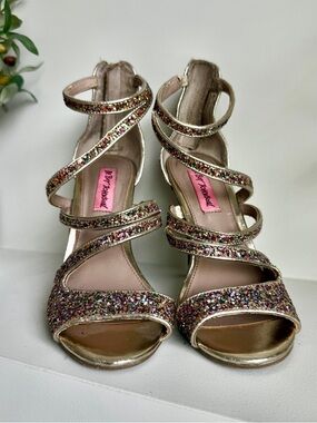Preloved Betsey Johnson Multicolor Glitter Strappy High Heel Sandals